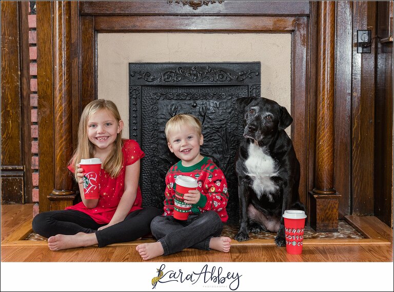 Abbys Saturday Black Lab and Kids with Starbucks Red Cups
