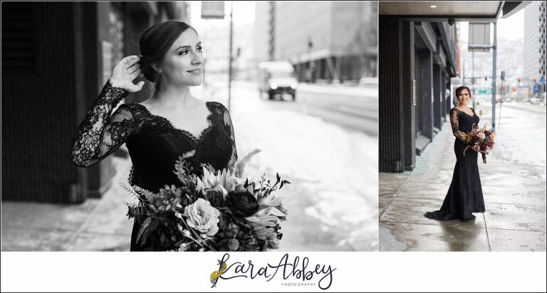 Winter Snowy Elopement Portraits in Pittsburgh PA