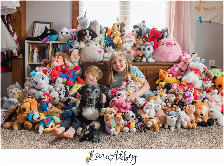 Abbys Saturday Black Lab and Kids with Stuffed Animals in Irwin PA