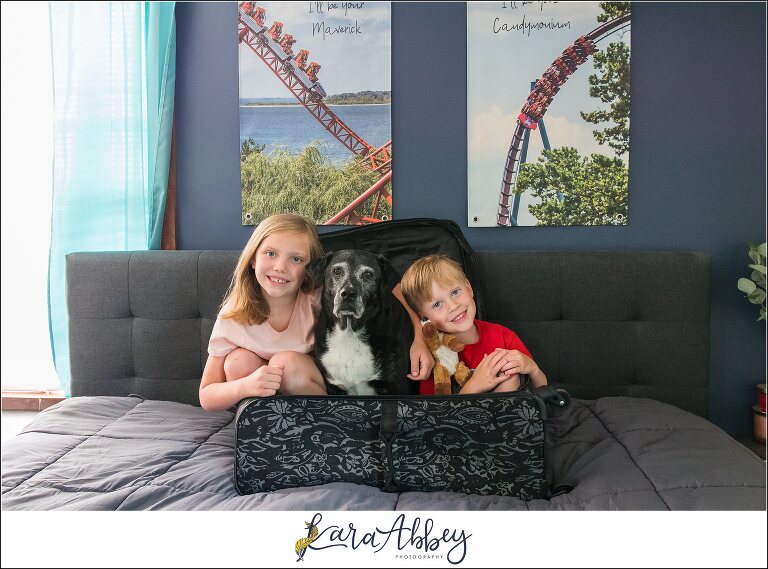 Abbys Saturday Black Lab and Kids in Suitcase in Irwin PA