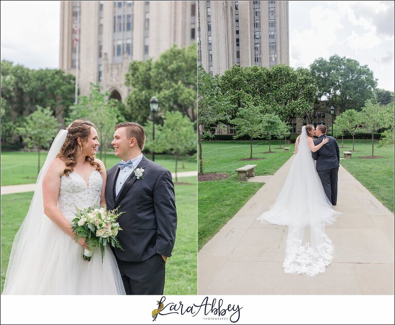 Summer Wedding at St. Paul Cathedral in Pittsburgh, PA Portraits at The Cathedral of Learning
