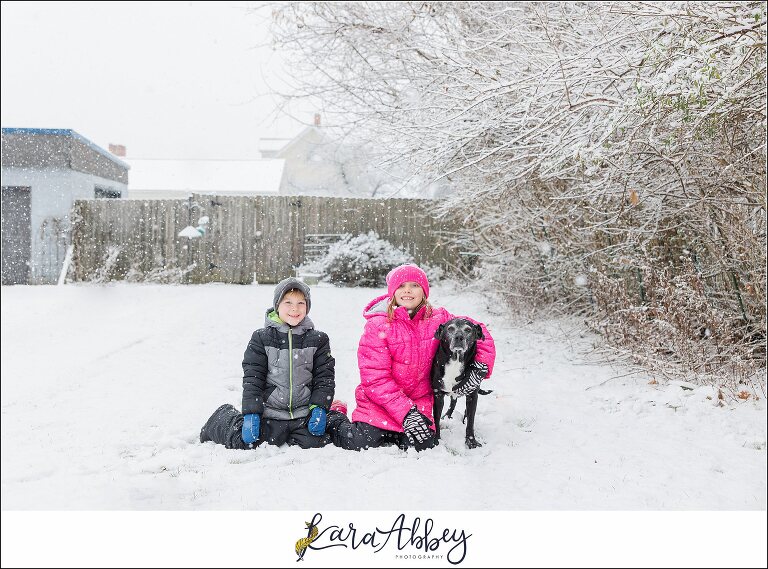 Abbys Saturday Black Lab and Kids in the Snow in Irwin PA