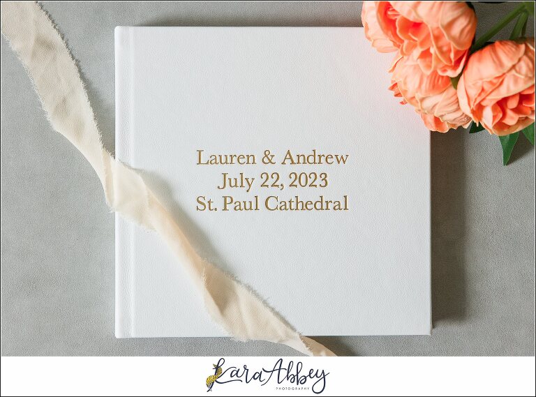 White Leather Luxury Wedding Album St. Paul Cathedral in Pittsburgh PA
