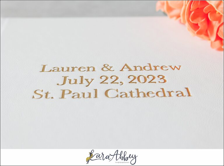 White Leather Luxury Wedding Album St. Paul Cathedral in Pittsburgh PA